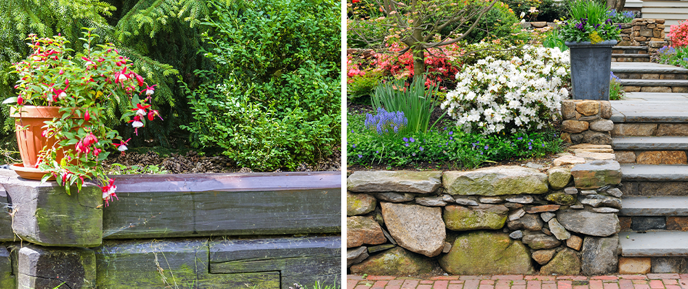 retaining walls wood natural stone illinois