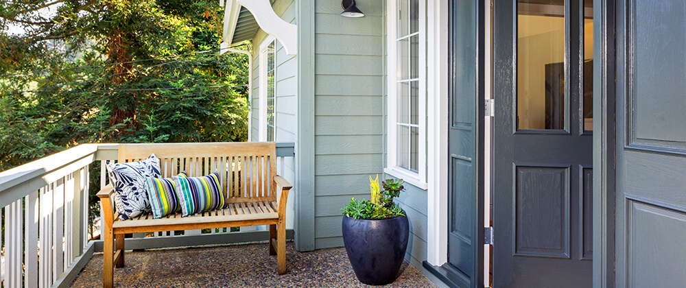 meyer landscape design front yard curb appeal front door bench pillows